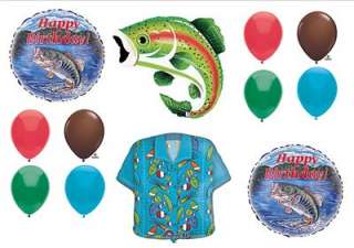 FISHING BIRTHDAY PARTY BALLOONS Trout Bass Dad Supplies  