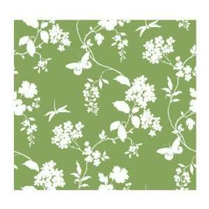   AP7427 Silhouettes Trailing Floral and Vines Wallpaper, Green/White