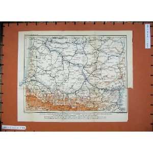  1907 Colour Map Bordeaux Toulouse Southern France Atlas 