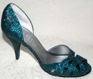 275 New Shoes Pumps Anne Klein teal Glitter Sutton 10  