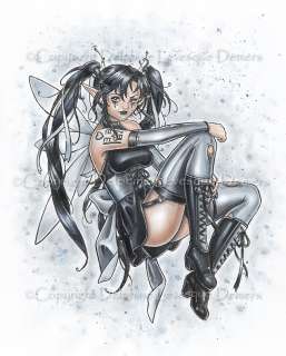 Black Heart Fairy Gothic Elf Fantasy PRINT DELPHINE art  