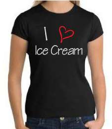 Love Heart Ice Cream Tee Shirt BLACK Funny Ladies NEW  