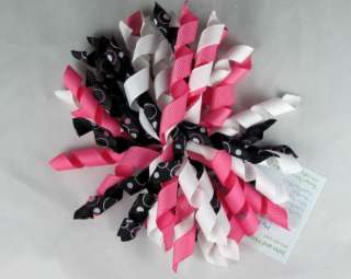 Hot Pink\White\Black Circles Korker Hair Bows  