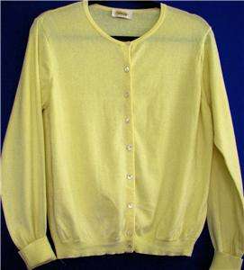 Talbots Light Yellow Cotton Cardigan Sweater Womens S  
