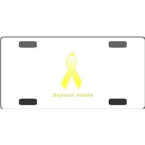  Boycott Aruba Awareness Ribbon Vanity License Plate 