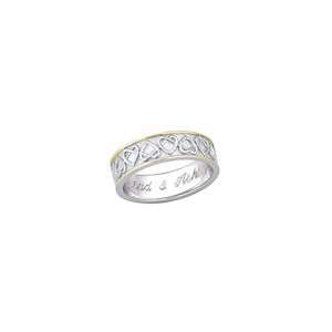 ZALES Ladies Engraved Celtic Heart Wedding Band in Two Tone Sterling 