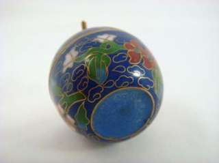   Miniature Cloisonne Enamel Apple Shaped Blue Ornament Container 1