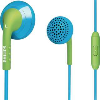philips in ear headset she2675bg 28 blue green integrated microphone 
