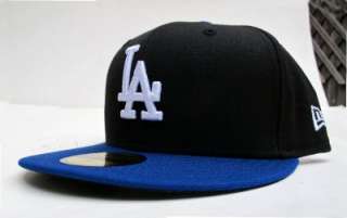 Los Angeles Dodgers Black On Blue with White All Sizes Cap Hat by New 