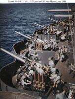 USS NEW MEXICO BB40 5 GUNS BOMBARD SAIPAN 44 WW2 PHOTO  