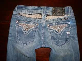   SIZE 28 x 34L boot cut RARE CRYSTAL ANGEL WINGS POCKET nice  