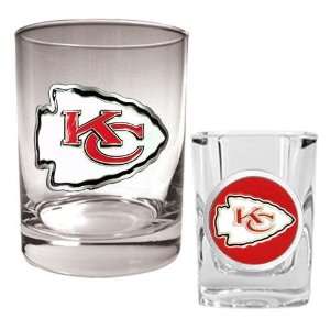 Kansas City Chiefs Rocks Glass & Shot Glass Set   Primary Logo  