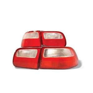   Honda Civic 92 93 94 95 3DR Tail Lights   Red Clear (Pair) Automotive