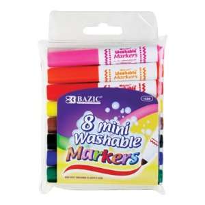  BAZIC 8 Color Broad Line Mini Washable Markers, Case Pack 