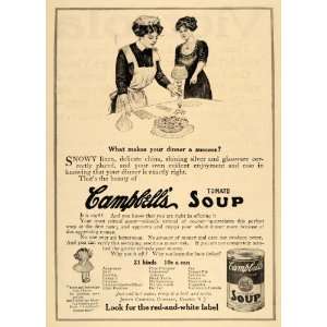  1911 Ad Joseph Campbell Tomato Soup Maid Dinner Table Broth Stock 