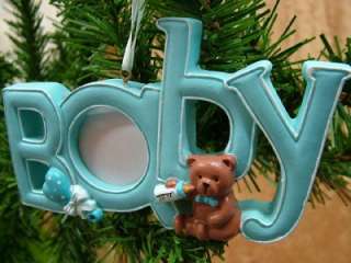 New Born Babys First Baby Boy Picture Frame Ornament  