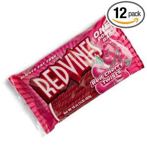 Red Vines Original Red Cherry Twists, 16 Ounce Bags (Pack of 12 