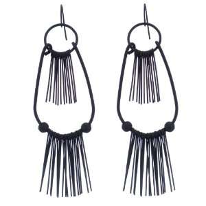  Modern Symmetrical Black Tone Drop Earrings Jewelry