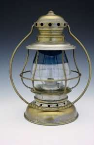 C1869 BRASS RAILROAD PRESENTATION LANTERN 2 COLOR & ENGRAVED GLOBE 