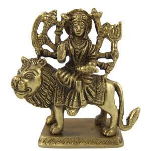  Antique Goddess Durga Metal Sculpture