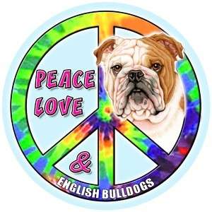 NEW Peace Sign Magnet Peace, Love & Bulldogs  