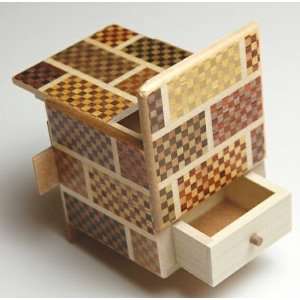   Sun 7 Step Ichimatsu Cube Puzzle Box with Drawer