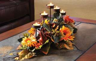 Harvest Thanksgiving Sunflower Candle Holder Centerpiece  