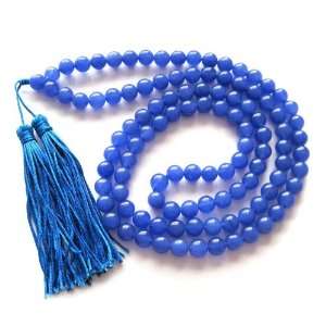   8mm 108 Blue Jade Stone Beads Buddhist Prayer Mala Necklace: Jewelry
