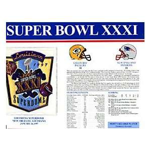  Super Bowl 31 Patch and Game Details Card: Sports 