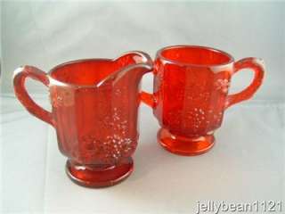 Ruby Red Creamer & Sugar by Wright Glass *NEW LOWER PRICE*  