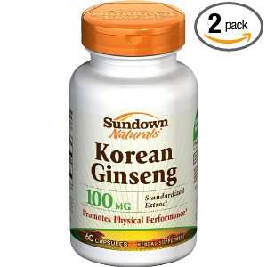  Sundown Korean Ginseng Standardized 100mg Capsules   60ct 