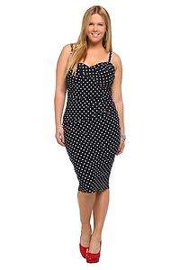 Stop Staring!   Navy With White Polka Dot Dress  