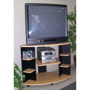  Beech & Black Corner Tv Media Cart: Home & Kitchen