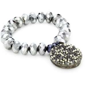    Tova Jewelry Bicone Disc Stretch Silver Bracelet: Jewelry