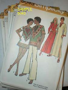 Vintage 1972 Mens and Womens Dashiki Shirt Dress Sewing Patterns uc 