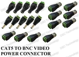5CH Camera Cat5 Cable Kit, Video Balun and Power Connector adapter 