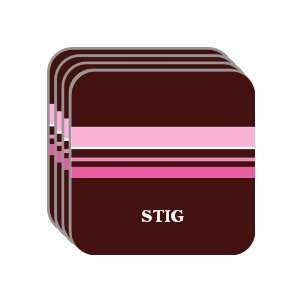 Personal Name Gift   STIG Set of 4 Mini Mousepad Coasters (pink 