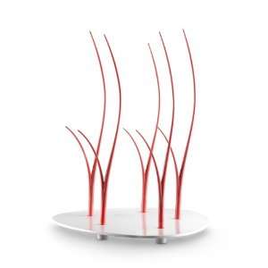  Finger Food Set   White Tray and 5 Red Sticks Kitchen 