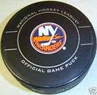 NEW YORK ISLANDERS OFFICIAL SHER WOOD GAME HOCKEY PUCK