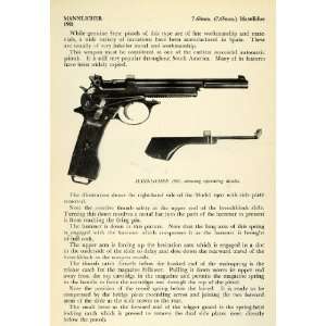  1948 Print 1901 7.63 mm Mannlicher Steyr Pistol Firearms Handguns 