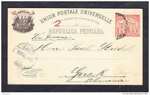 1897 PERÚ M)POSTAL STATIONARY, MARITIME MAIL TO  