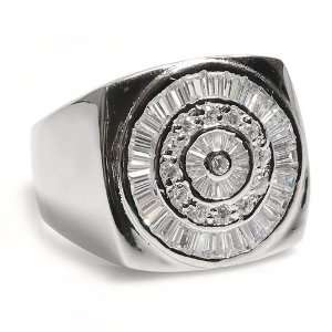  Sterling Silver Mens Rings with Clear Cubic Zirconia 