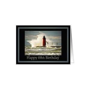  68th birthday lighthouse storm wave nautical coastal Card 
