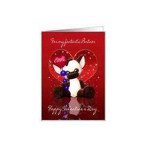  Partner Valentines Day Card   Cute Siamese Cat Card 