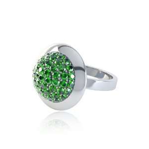  Stardust 2.0Ct Chrome Diopside 14mm Micro Pave Silver Ring 