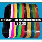 Moose Blank Skateboard Decks (Set of 5, 7.75, Assorted Colors, Grip 