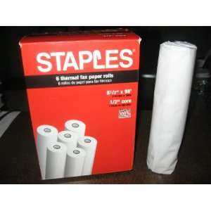  Staples Thermal Fax Paper, 98 roll x 1/2 core Office 