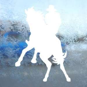  Western HORSE AND RIDER White Decal Cowboy Window White 