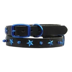  Genuine Leather Cat and Puppy Collar with Spikes and Stars 
