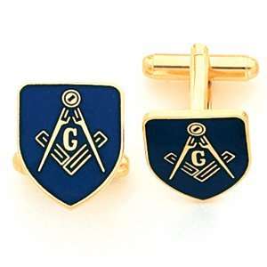  Masonic Cuff Links Set   Yellow Gold Plated Jewelry